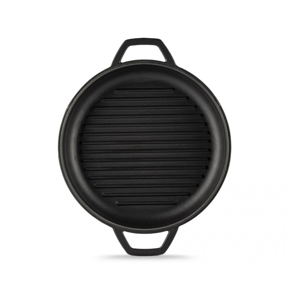 Smaltovaná litinová pánev na gril Hosse, Black Onyx, Ф22cm | Plochá litinová pánev | Litinová pánev |