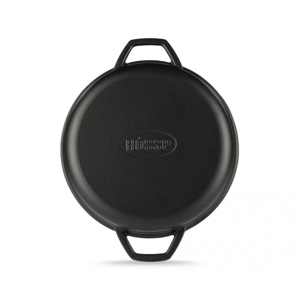 Smaltovaná litinová pánev na gril Hosse, Black Onyx, Ф22cm | Plochá litinová pánev | Litinová pánev |