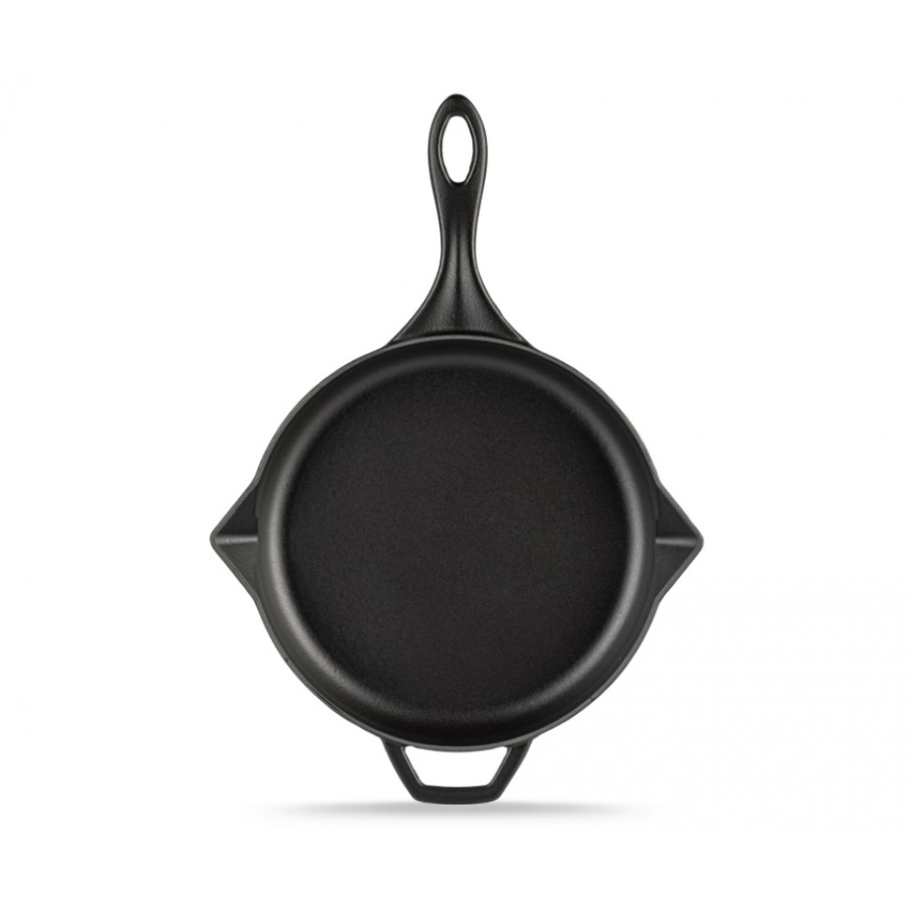 Smaltovaná litinová pánev Hosse, Black Onyx, Ф28cm | Plochá litinová pánev | Litinová pánev |