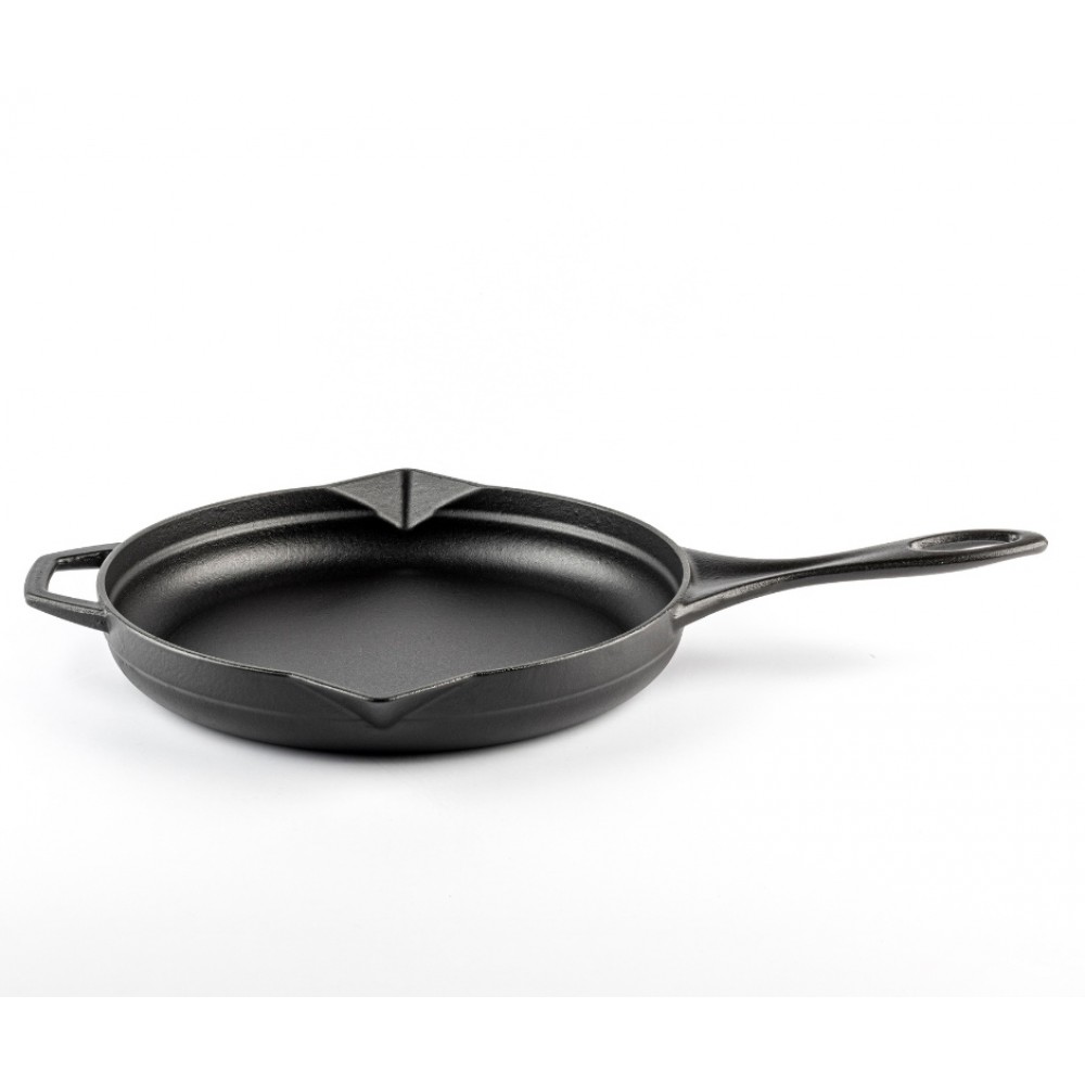 Smaltovaná litinová pánev Hosse, Black Onyx, Ф28cm | Plochá litinová pánev | Litinová pánev |