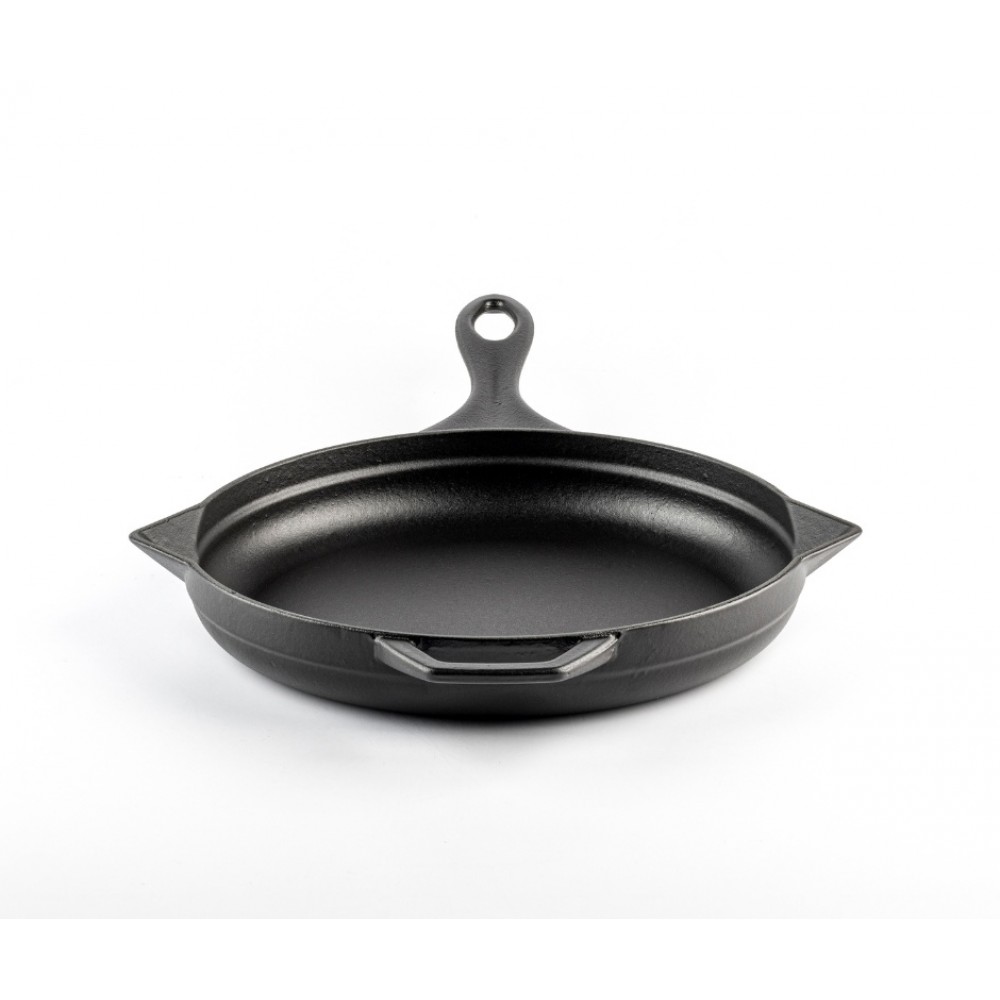 Smaltovaná litinová pánev Hosse, Black Onyx, Ф28cm | Plochá litinová pánev | Litinová pánev |
