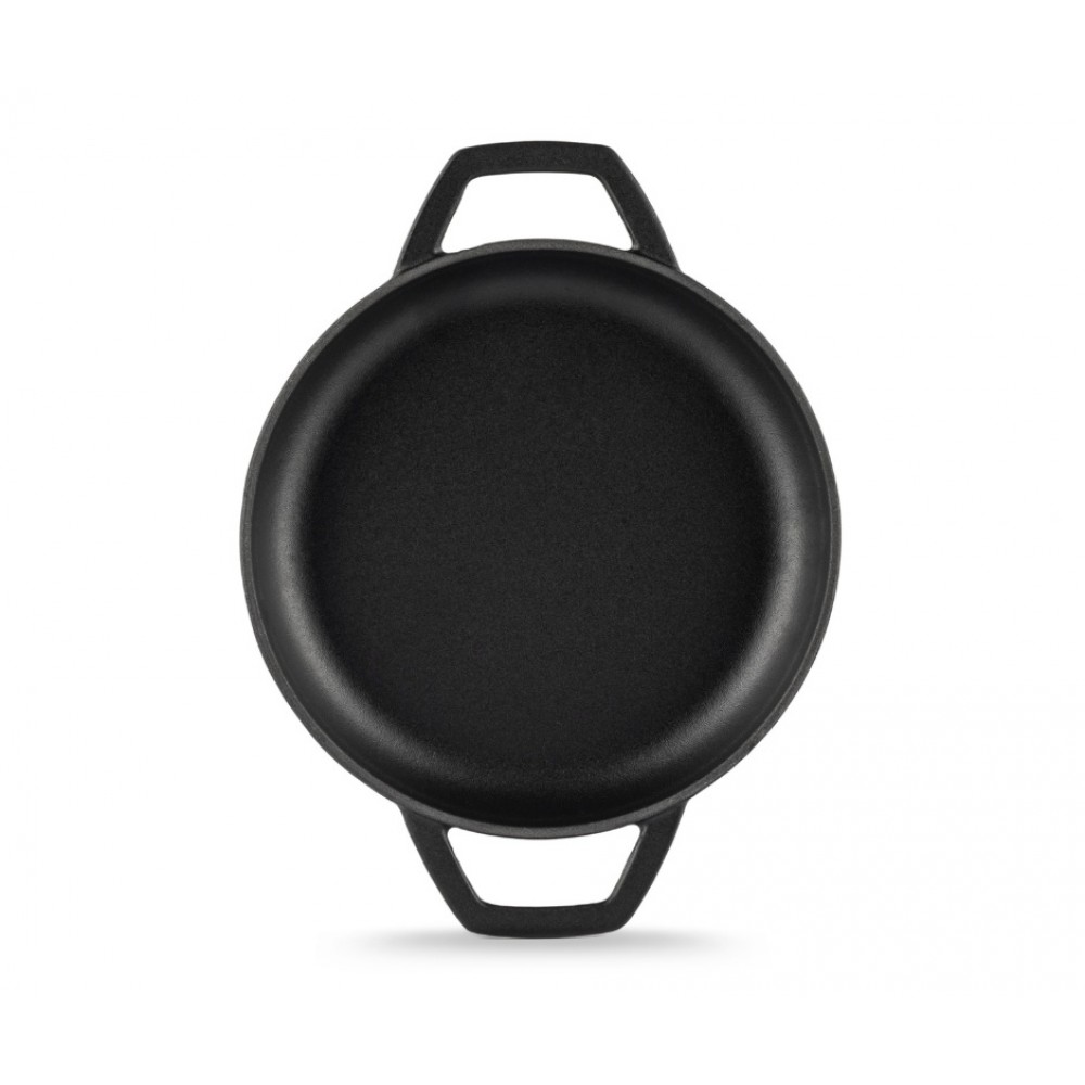 Smaltovaná litinová pánev se dvěma úchyty Hosse, Black Onyx, Ф19cm | Plochá litinová pánev | Litinová pánev |