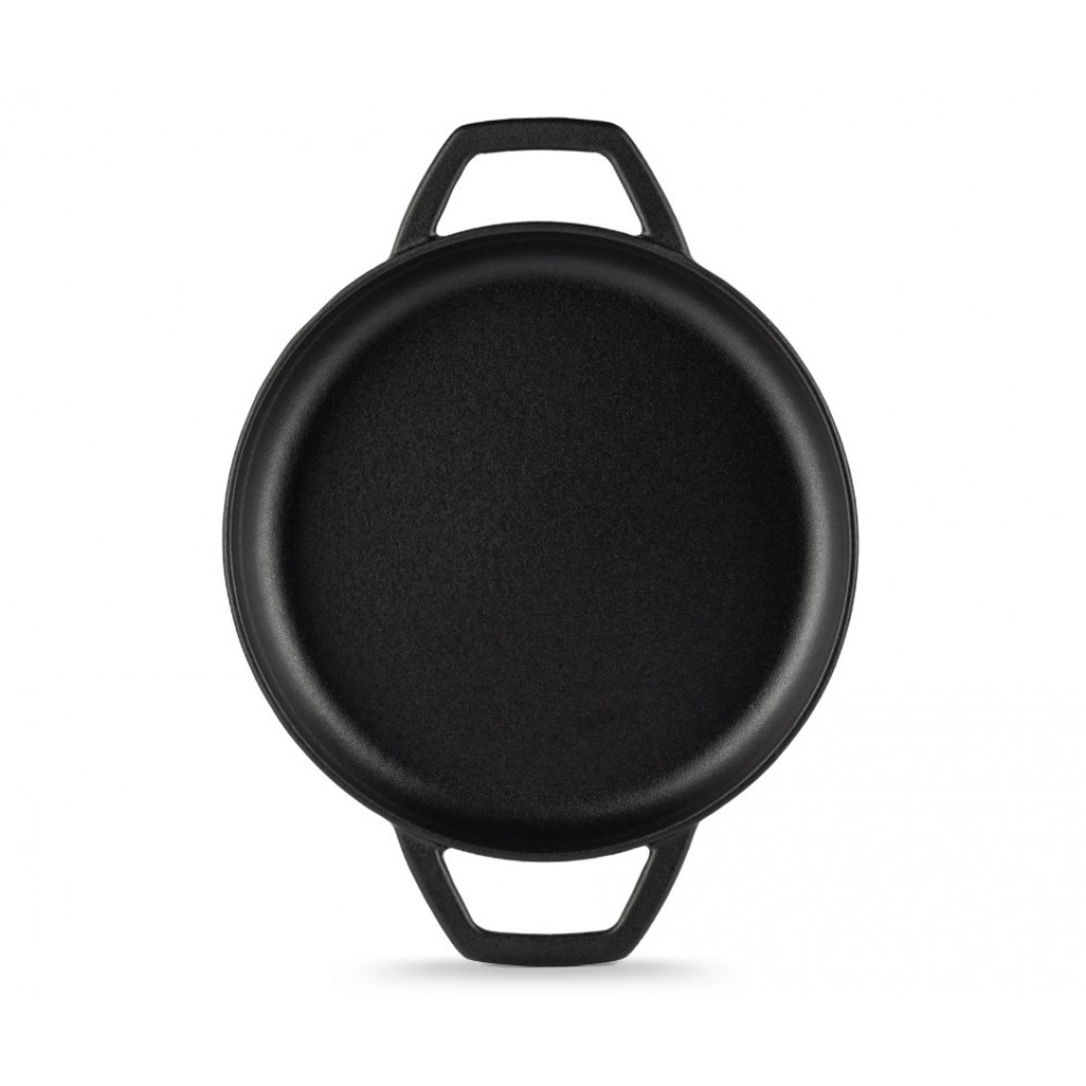 Smaltovaná litinová pánev se dvěma úchyty Hosse, Black Onyx, Ф22cm | Plochá litinová pánev | Litinová pánev |