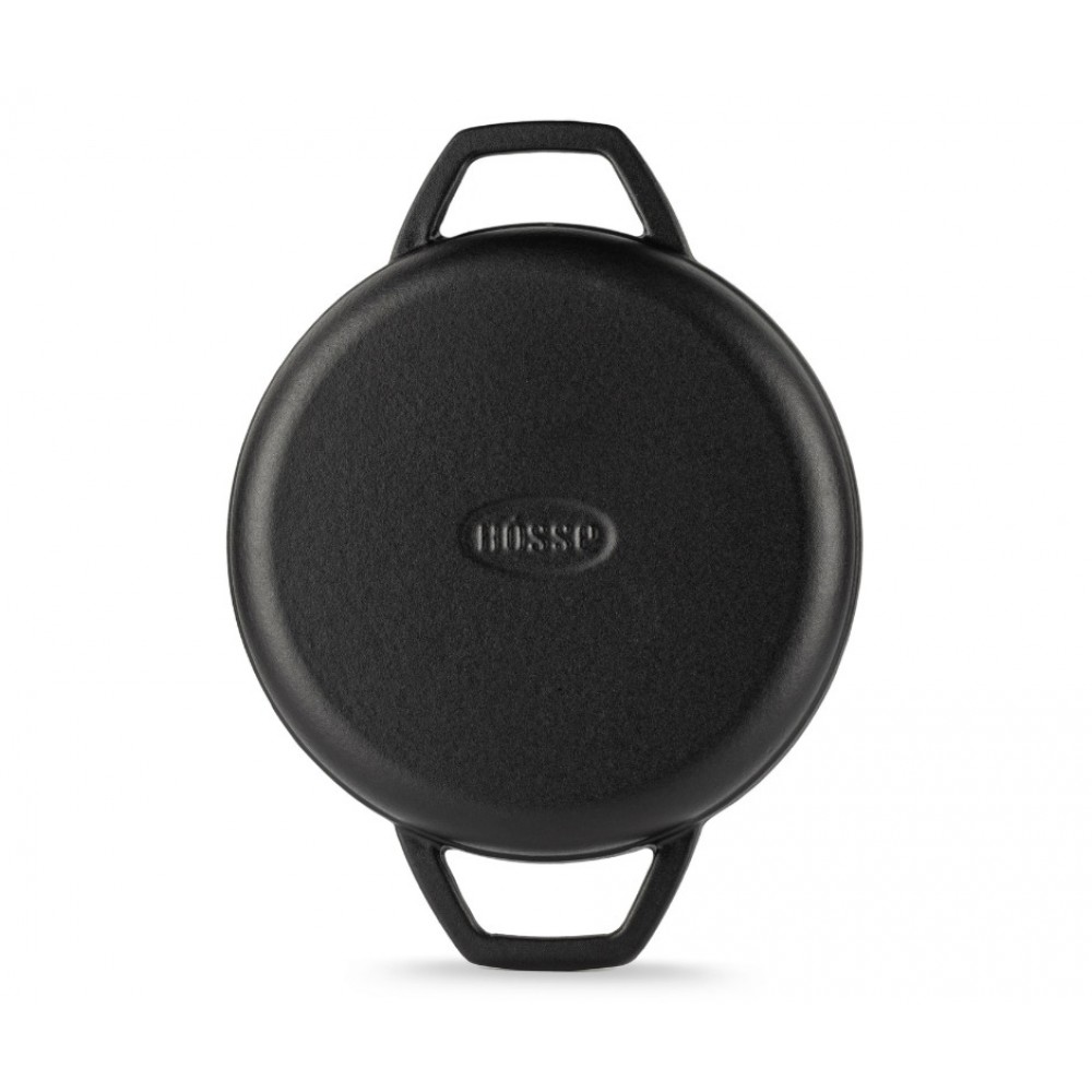 Smaltovaná litinová pánev se dvěma úchyty Hosse, Black Onyx, Ф22cm | Plochá litinová pánev | Litinová pánev |