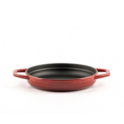 Smaltovaná litinová pánev se dvěma úchyty Hosse, Rubin, Ф16cm - Plochá litinová pánev