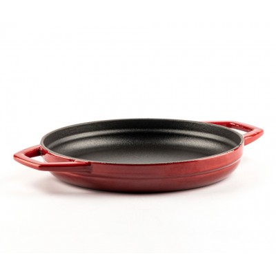 Smaltovaná litinová pánev se dvěma úchyty Hosse, Rubin, Ф22cm - Plochá litinová pánev