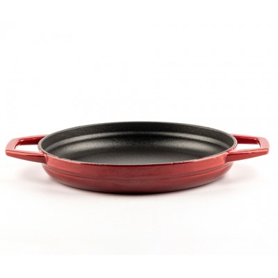 Smaltovaná litinová pánev se dvěma úchyty Hosse, Rubin, Ф22cm - Plochá litinová pánev