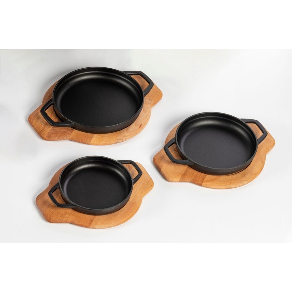 Smaltovaná litinová pánev se dvěma úchyty Hosse, Black Onyx, Ф16cm | Plochá litinová pánev | Litinová pánev |