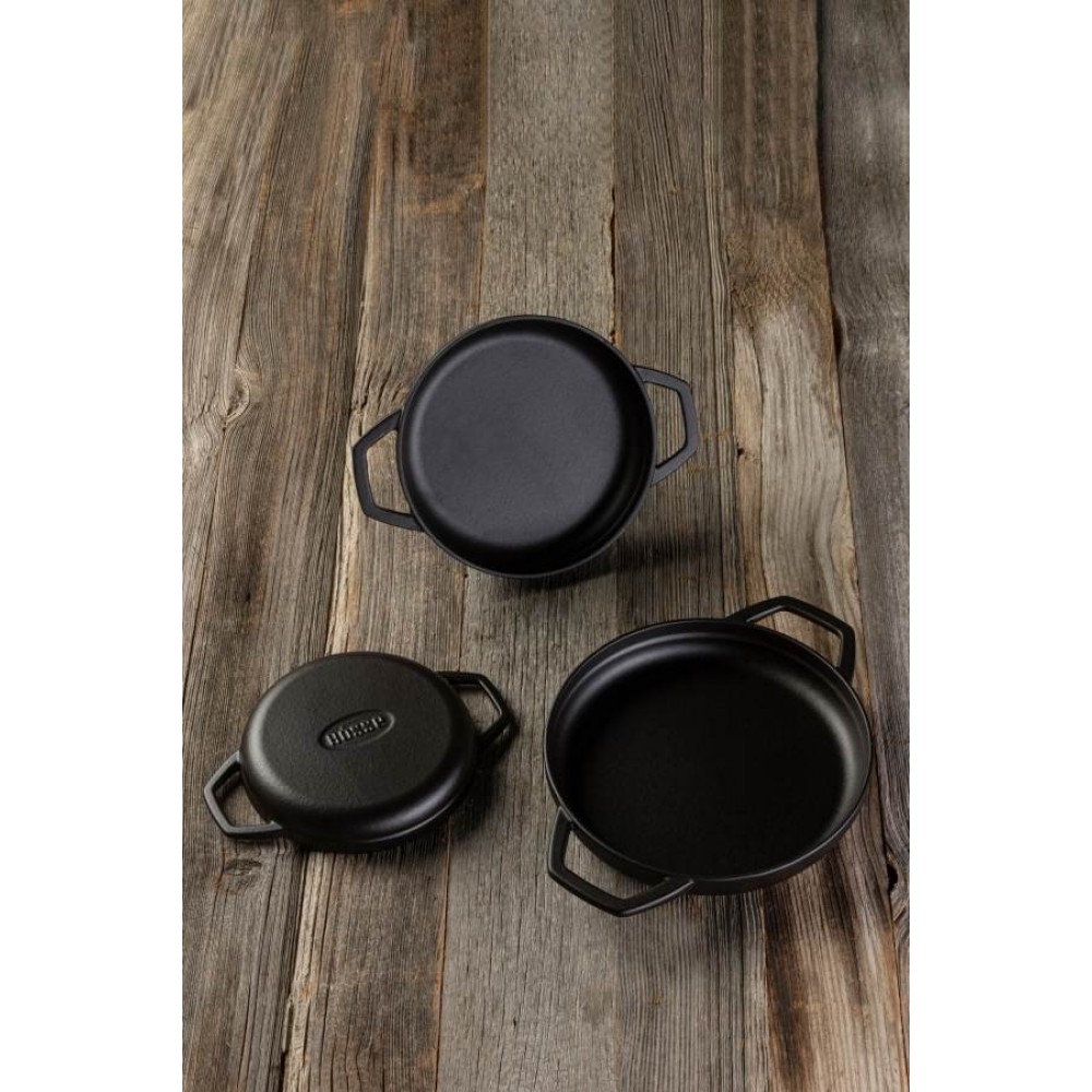 Smaltovaná litinová pánev se dvěma úchyty Hosse, Black Onyx, Ф16cm | Plochá litinová pánev | Litinová pánev |