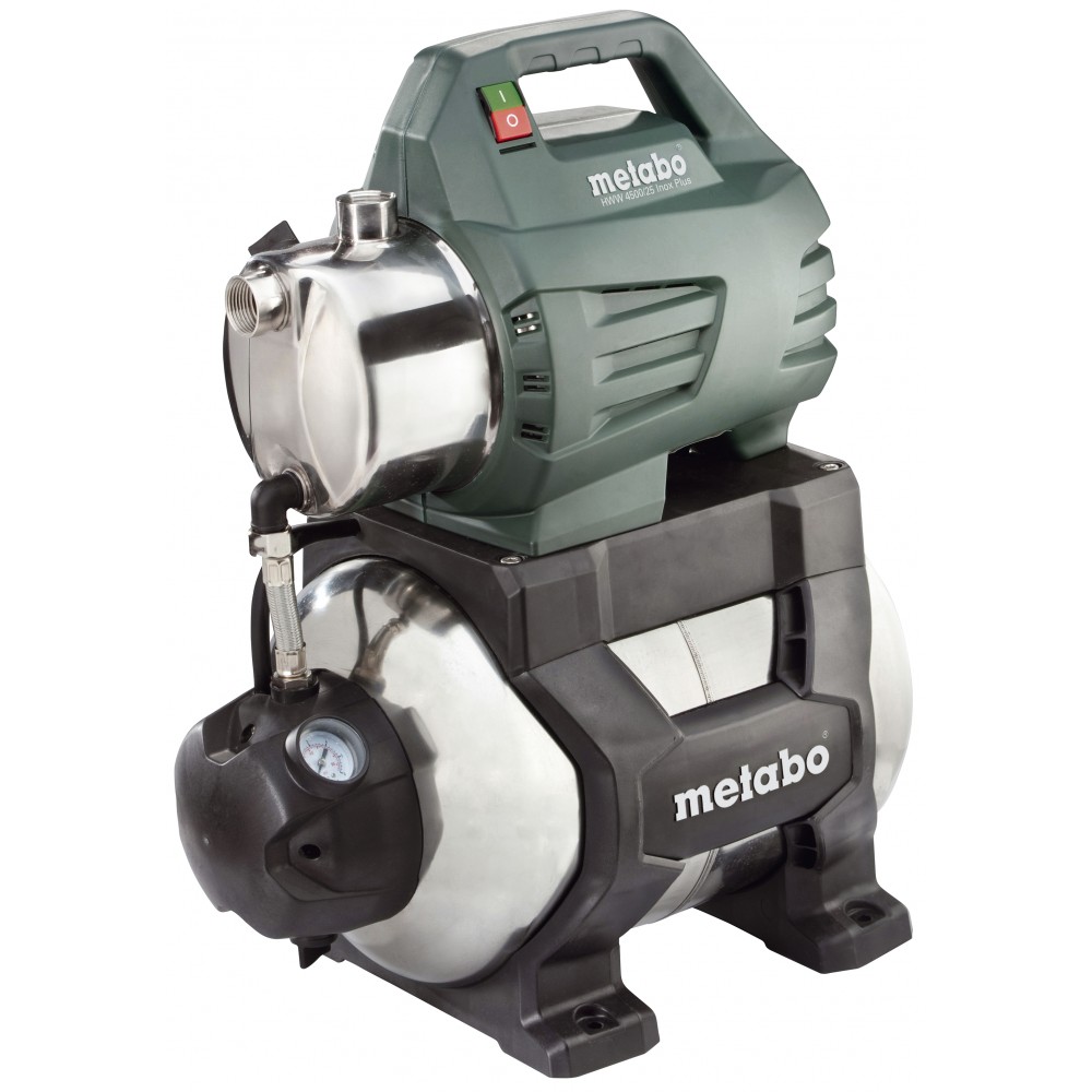 Jednofázové hydroforové čerpadlo na vodu METABO HWW 4500/25 INOX PLUS, výkon 1300 W, průtok 4500 l/h, dopravní výška 48 m, objem nádrže 24 l | Elektrické čerpadlo | Vodní čerpadla |