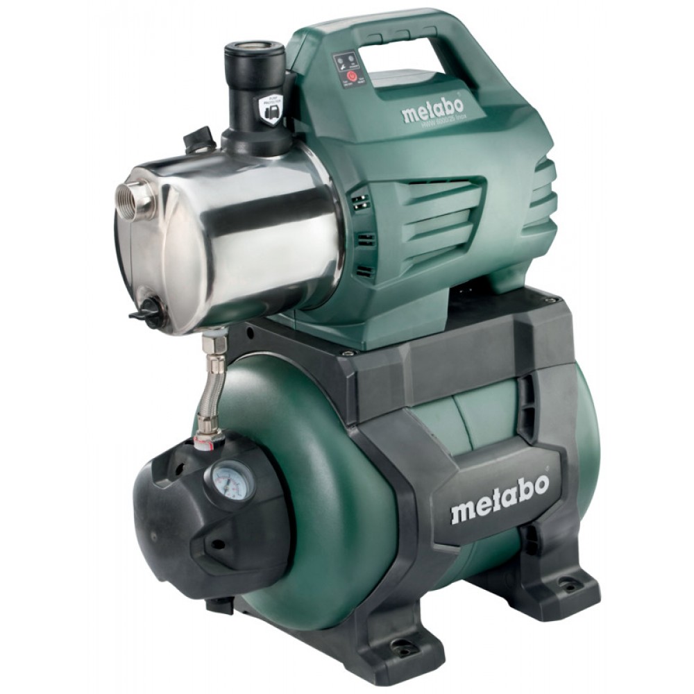 Jednofázové hydroforové čerpadlo na vodu METABO HWW 6000/25 INOX, výkon 1300 W, průtok 6000 l/h, dopravní výška 55 m, objem nádrže 24 l | Hydrofor | Vodní čerpadla |
