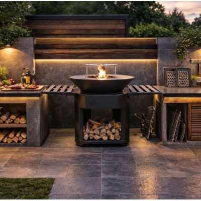 Ocelový gril na dřevěné uhlí Balkan Energy ROUND 920 - Grilování