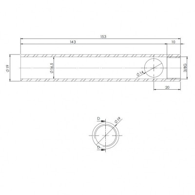 Trubka pro zapalovač peletových kamen, průměr 19 mm, délka 153 mm, závit 3/8" - Topné těleso na peletová kamna