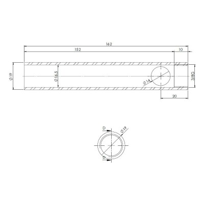 Trubka pro zapalovač peletových kamen, průměr 19 mm, délka 162 mm, závit 3/8" - Topné těleso na peletová kamna