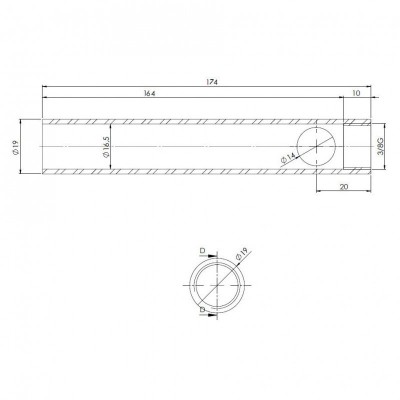 Trubka pro zapalovač peletových kamen, průměr 19 mm, délka 174 mm, závit 3/8" - Topné těleso na peletová kamna