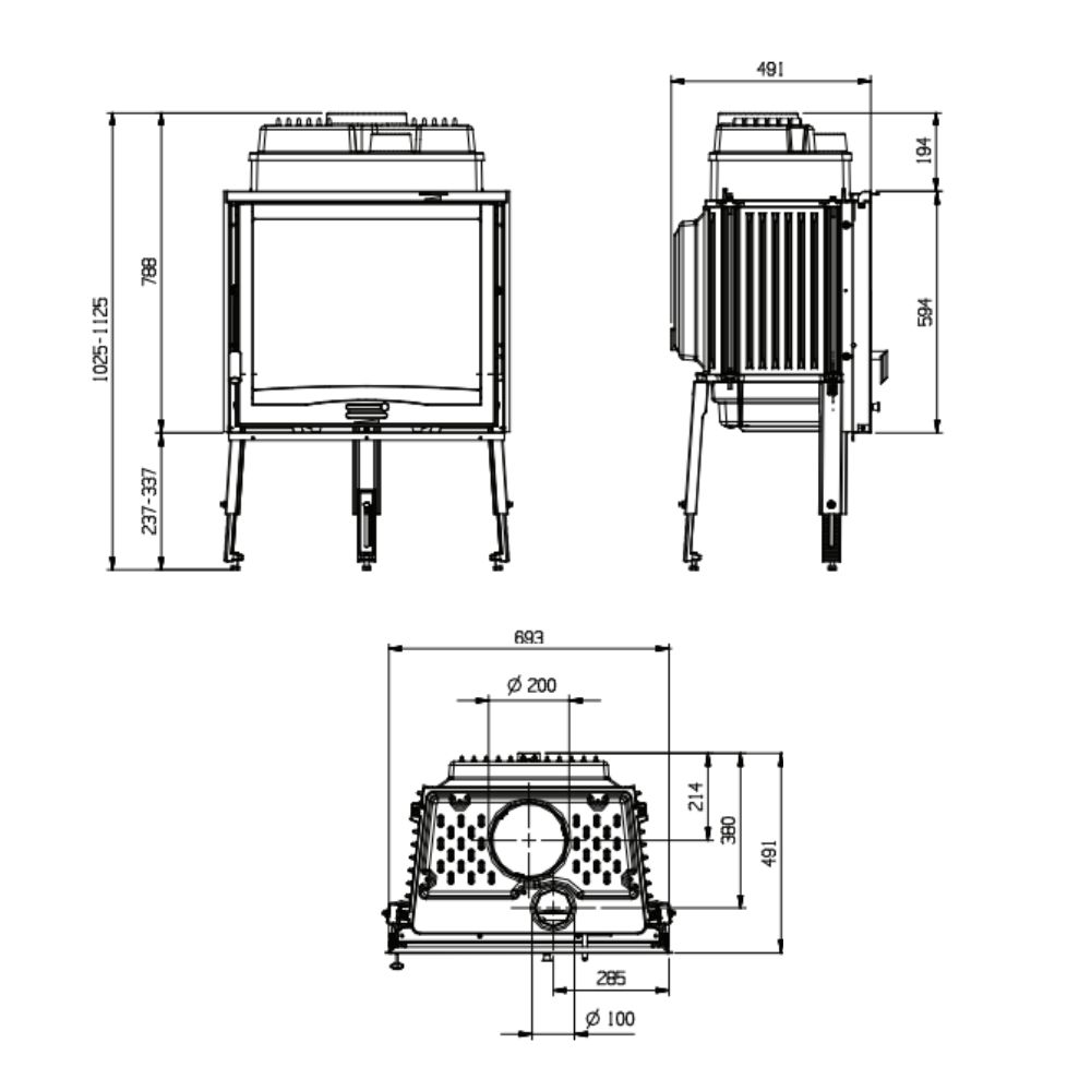 Italská litinová krbová vložka La Nordica Focolare 70 piano, 7.0kW | Krbové vložky | Krby |