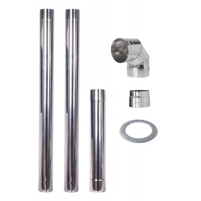 Komínová souprava pro krbová kamna, Nerez AISI 304, Ø130mm - Komíny