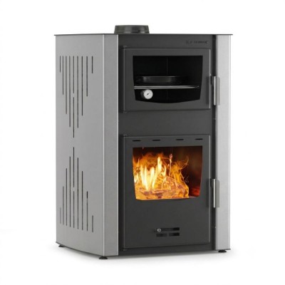 Кrbová kamna s teplovodním výměníkem s troubou Velmora Fire ATS HYDRO ΜΑSΙΝΑ 90-25 šedá, 25kW - Sporáky na tuhá paliva