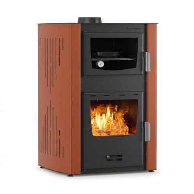 Кrbová kamna s teplovodním výměníkem s troubou Velmora Fire ATS HYDRO ΜΑSΙΝΑ 90-25 terakotová, 25kW - Sporáky na tuhá paliva