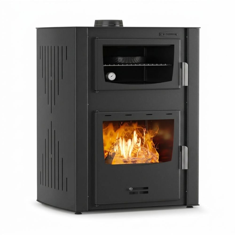 Кrbová kamna s teplovodním výměníkem s troubou Velmora Fire ATS HYDRO ΜΑSΙΝΑ 90-30 černá, 35kW | Kamna na dřevo | Krbová kamna |