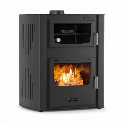 Кrbová kamna s teplovodním výměníkem s troubou Velmora Fire ATS HYDRO ΜΑSΙΝΑ 90-30 černá, 35kW - Sporáky na tuhá paliva