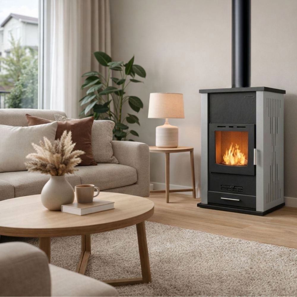 Krbová kamna s teplovodním výměníkem Velmora Fire ATS HYDRO šedá, 33kW | Kamna na dřevo | Krbová kamna |