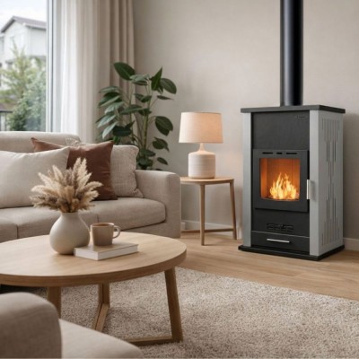 Krbová kamna s teplovodním výměníkem Velmora Fire ATS HYDRO šedá, 33kW - Sporáky na tuhá paliva