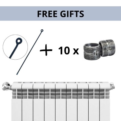 Kompletní sada hliníkových radiátorů Helyos Evo H800, 10 dílů x 10 sekcí - Radiátory