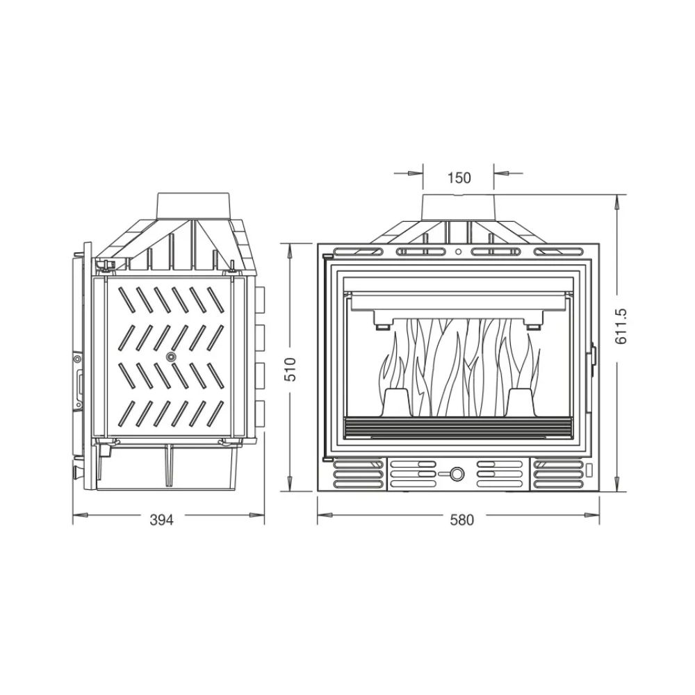 Krbová vložka UNIFLAM 600 ECO s klapkou, 8 kW | Krbové vložky | Krby |