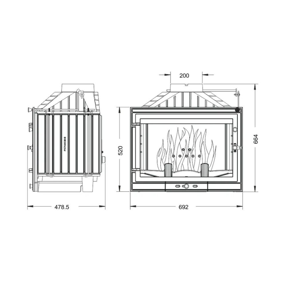 Krbová vložka UNIFLAM 700 STANDARD ECO s klapkou a přívodem vzduchu, 10 kW | Krbové vložky | Krby |