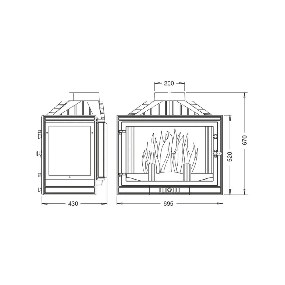 Krbová vložka UNIFLAM 700 STANDARD s klapkou, levá strana, 14 kW | Krbové vložky | Krby |