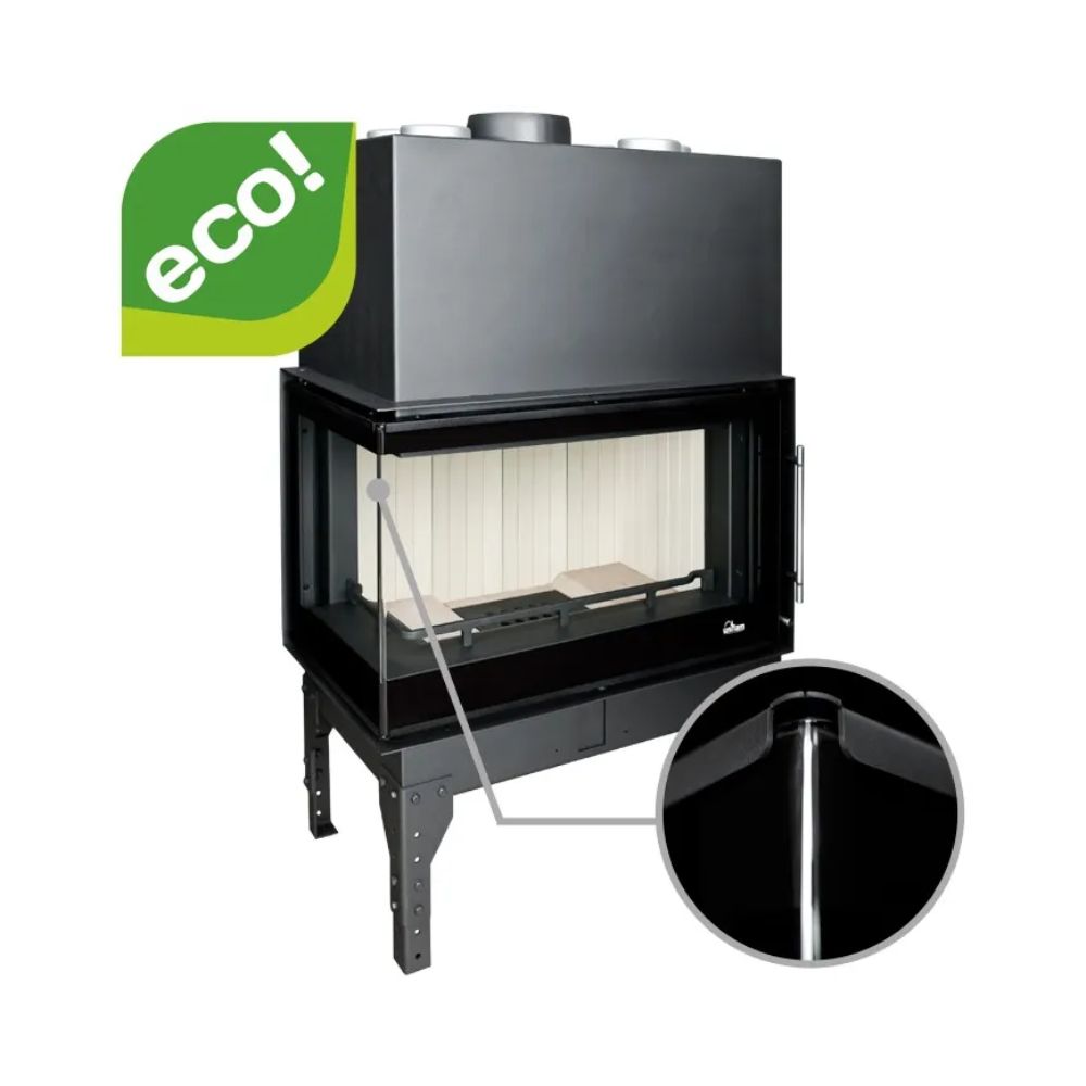 Krbová vložka UNIFLAM 860 EVO PBS s rozvody vzduchu a přívodem vzduchu, ohýbané sklo, levá strana, 15 kW | Krbové vložky | Krby |
