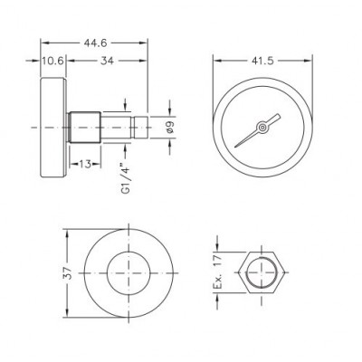 Bimetallic pyrometer Cewal, Rear stem DN40 - Srovnání produktů