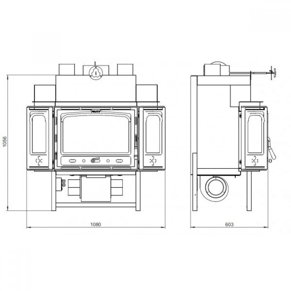 Krbová vložka Prity TCF litinová, 18,5 kW | Krbové vložky | Krby |