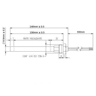 Topné těleso pro peletová kamna Adler, AMG, BURNiT, Calecosol, Ecoteck, Emaflam, Kalideal, Kalor, Piazzetta, Qlima, Ravelli, Xiang a další, celková délka 140 mm, 270W - Topné těleso na peletová kamna