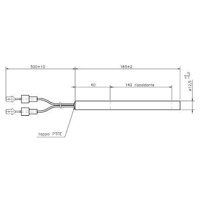 Topné těleso pro peletová kamna La Nordica a další, celková délka 185mm, 400W - Topné těleso na peletová kamna