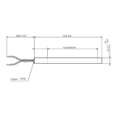 Topné těleso pro peletová kamna Arce, Cadel, Eurofiamma, Eurosteack a další, celková délka 101mm, 300W - Topné těleso na peletová kamna