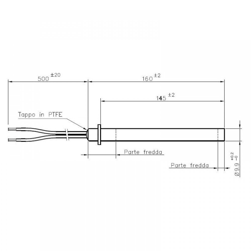 Topné těleso pro peletová kamna, celková délka 160mm, 250W | Topné prvky | Díly krbů na pelety |