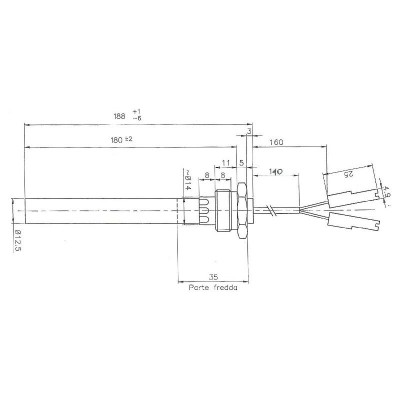 Topné těleso pro peletová kamna Palazzetti a další, celková délka 188mm, 350W - Topné těleso na peletová kamna