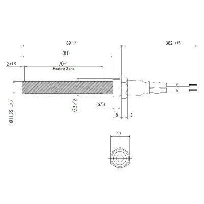 Keramické topné těleso pro peletová kamna La Nordica, Ecoteck, Karmek One, Ravelli a další, celková délka 94mm, 300W - Topné těleso na peletová kamna