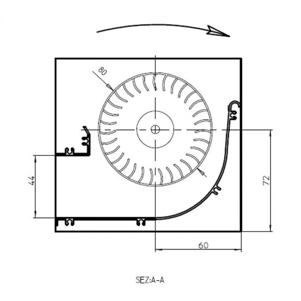 Tangenciální ventilátor s Ø80 mm, průtok 305 m³/h | Ventilátory a dmychadla | Díly krbů na pelety |