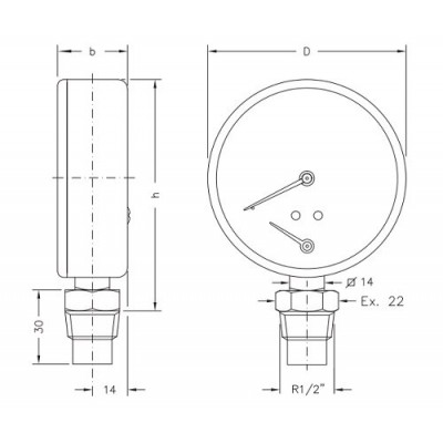 Axial thermomanometer Cewal, Bottom connection - Srovnání produktů