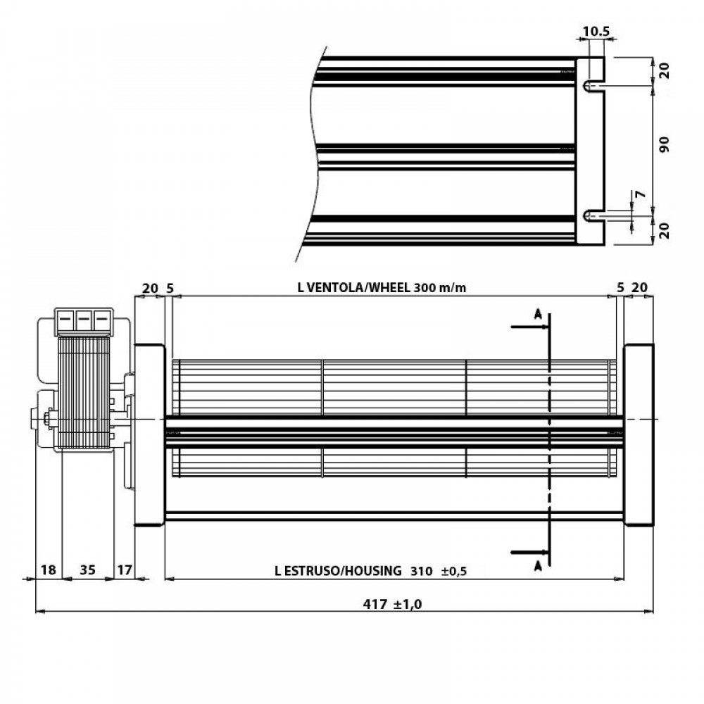 Tangenciální ventilátor s Ø80 mm, průtok 250 m³/h | Ventilátory a dmychadla | Díly krbů na pelety |