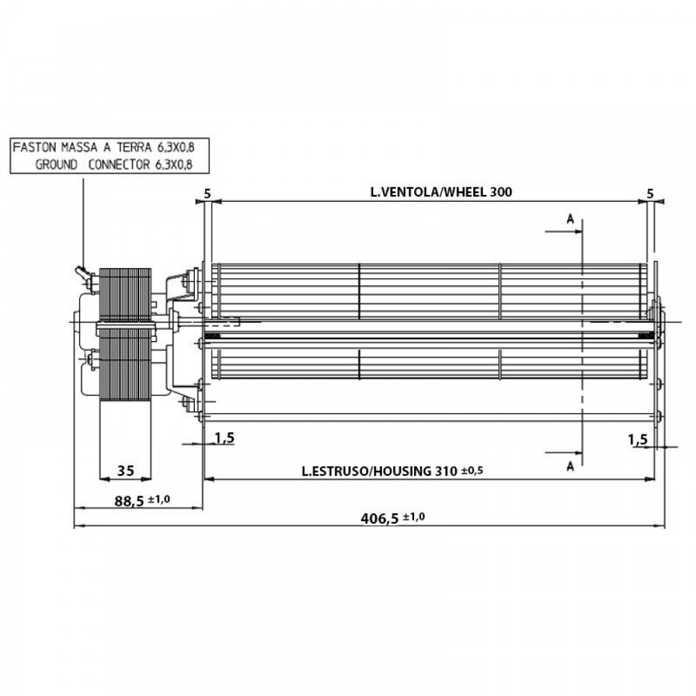 Tangenciální ventilátor s Ø80 mm, průtok 175/195 m³/h | Ventilátory a dmychadla | Díly krbů na pelety |