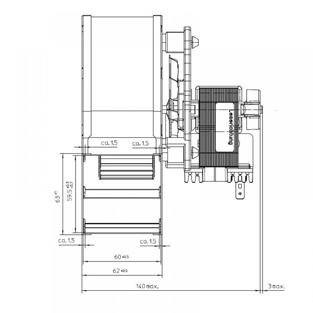 Radiální ventilátor EBM pro peletová kamna Ecoteck, Edilkamin, Ravelli a další, průtok 140 m³/h | Ventilátory a dmychadla | Díly krbů na pelety |