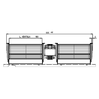 Dvojitý příčný ventilátor Fergas pro peletová kamna s Ø60 mm, průtok 168 m³/h, 360 mm - Ventilátory a dmychadla na peletová kamna