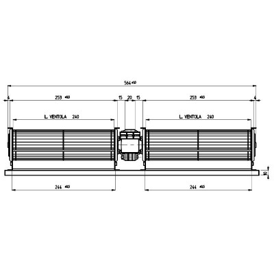 Dvojitý příčný ventilátor s Ø60 mm, průtok 168 m³/h - Ventilátory a dmychadla na peletová kamna