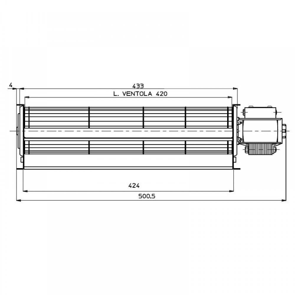 Tangenciální ventilátor Fergas pro peletová kamna Deville s Ø60 mm, průtok 280 m³/h | Ventilátory a dmychadla | Díly krbů na pelety |