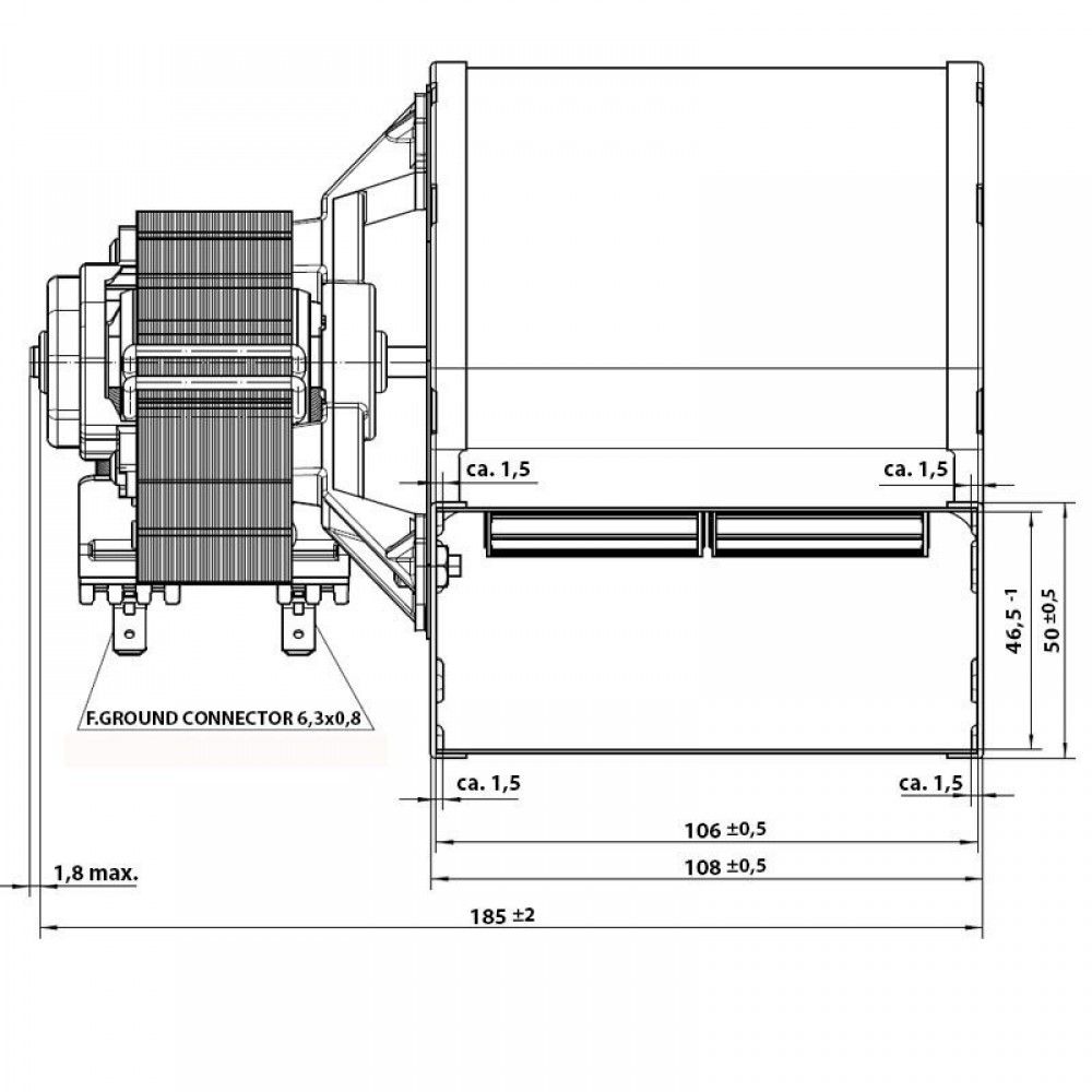 Radiální ventilátor EBM, průtok 210 m³/h | Ventilátory a dmychadla | Díly krbů na pelety |