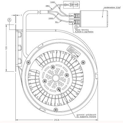 Radiální ventilátor Natalini pro peletová kamna Eco Spar, Deville, Puros a další- Sit Group, průtok 480 m³/h - Ventilátory a dmychadla na peletová kamna